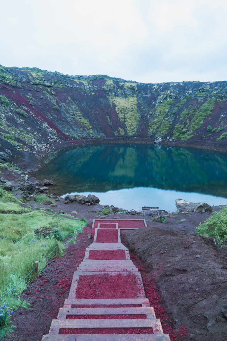The new staircase to the crater lake of Kerid