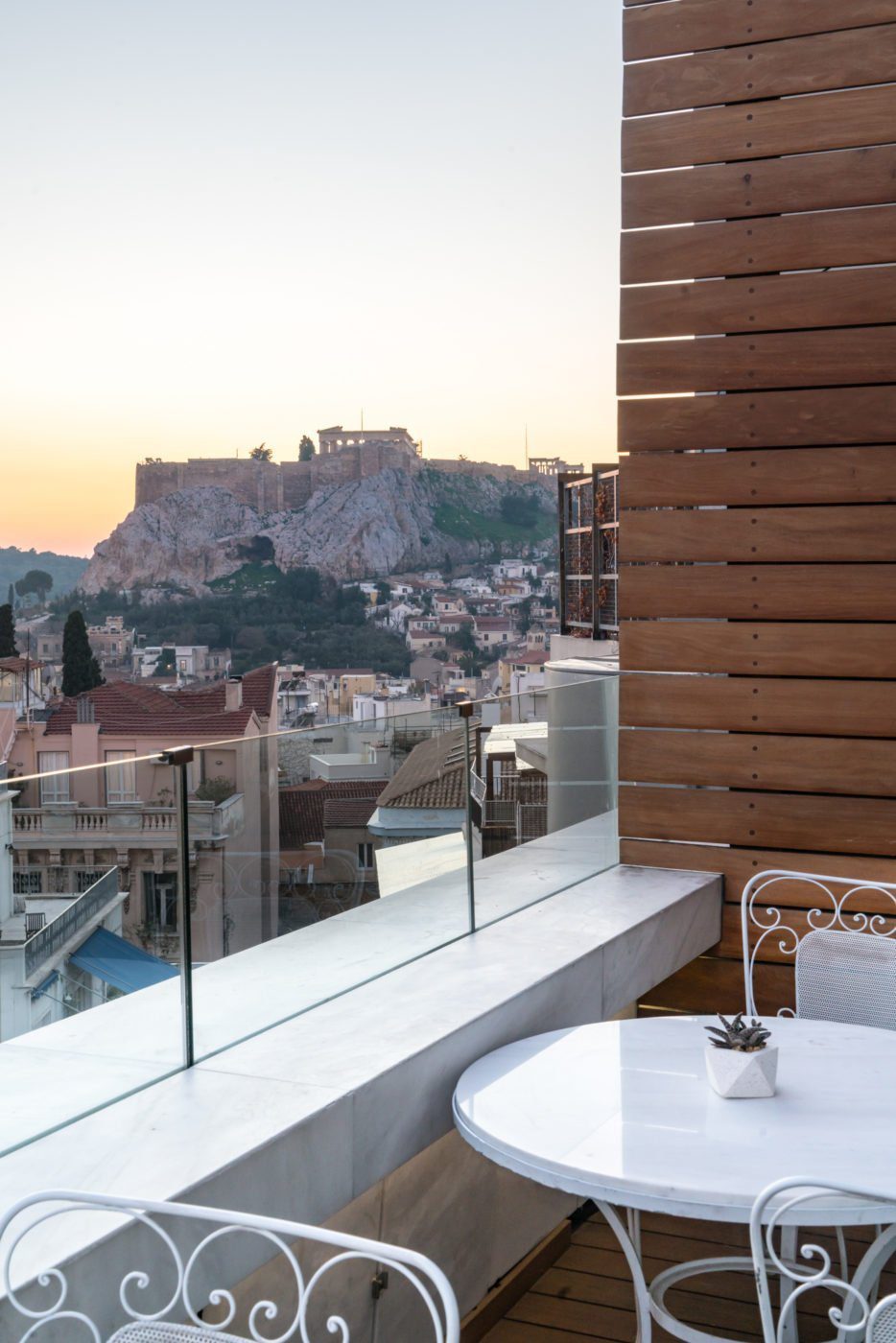 Best viewpoint of the Acropolis from the rooftop terrace at New Hotel Athens