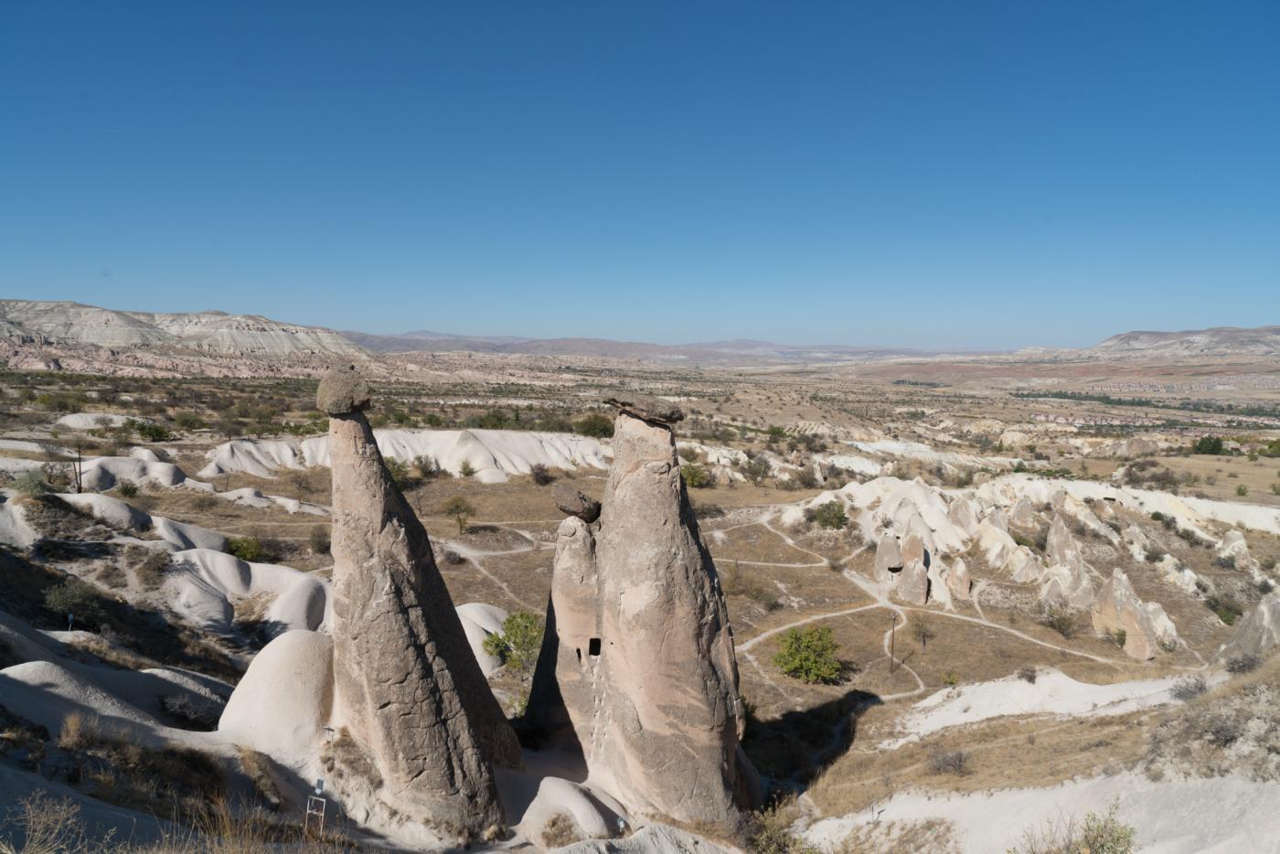 Three Graces, a viewpoint along the road in Cappadocia, Turkey