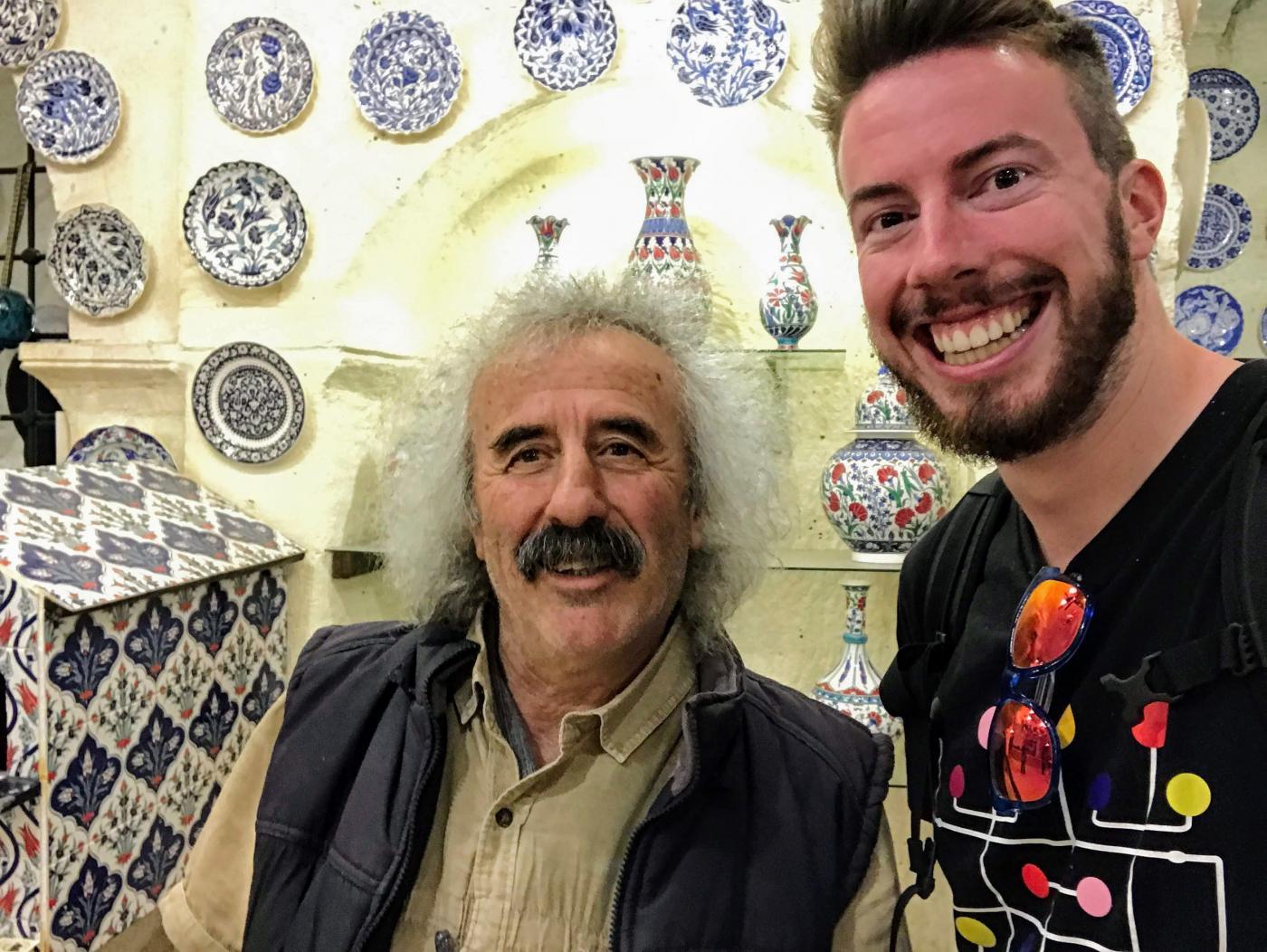 Chez Galip, also known as the creepy hair guy, or the owner of the Avanos Hair Museum, a hair cave in Cappadocia
