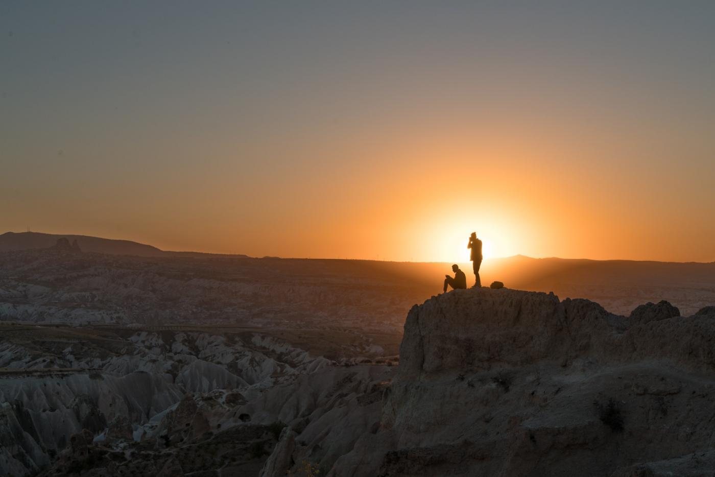 Sunset over Kizilcukur or Kizil çukur valley in Cappadocia, Turkey