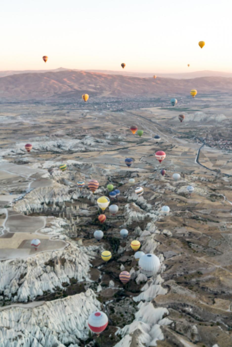Balloons in Cappadocia as seen from above
