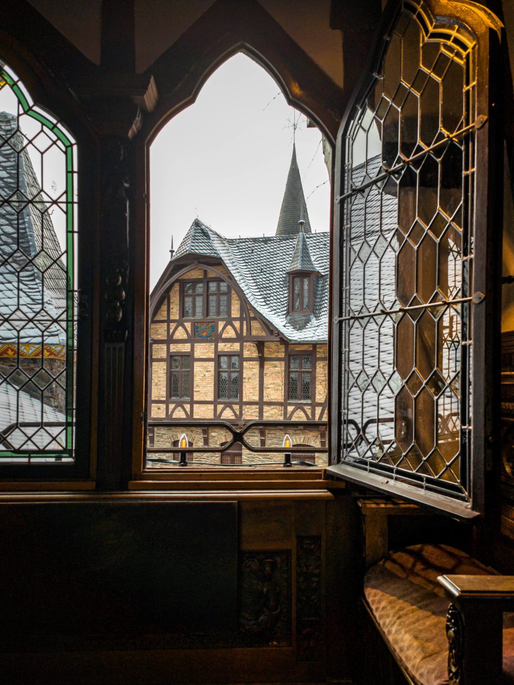 View from inside the Reichsburg in Cochem, Germany