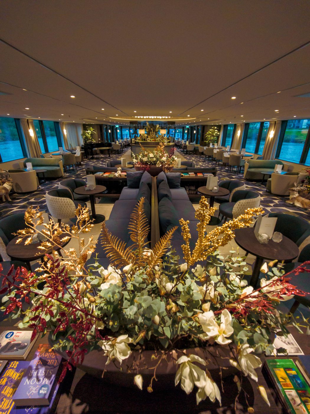 Panorama Lounge of river cruise ship MS VIVA ONE from VIVA Cruises